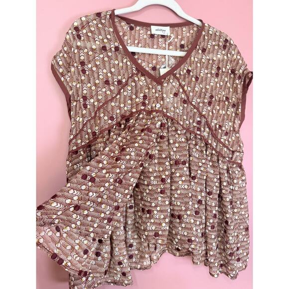 ootad' Ame Cotton Blend Printed Babydoll Blouse US Size 8 - Picture 4 of 5